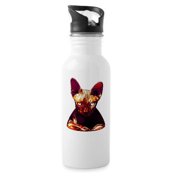 Sphynx cat from hell va - Water bottle with straw - white - Right