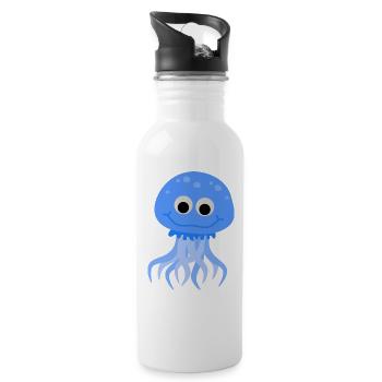 Qualle - Trinkflasche mit integriertem Trinkhalm - Weiß - Rechts
