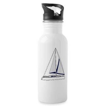 Segelboot - Trinkflasche mit integriertem Trinkhalm - Weiß - Rechts