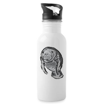 Design avec la laque / Oeuvres d’art avec une Manatee - Gourde avec paille intégrée - blanc - Droite