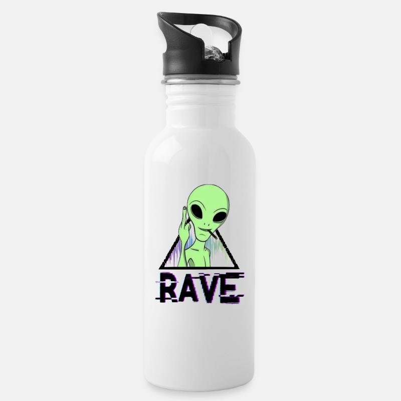 rave alien - Water bottle with straw - white