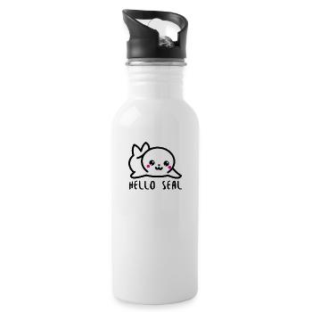Hello Seal - Water bottle with straw - white - Right