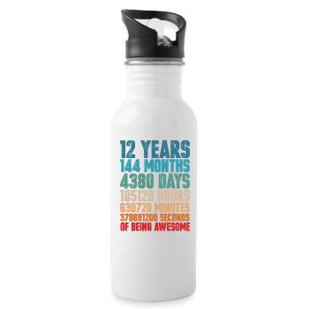 12 Jahre 12. Geburtstag 144 Monate Geschenk Teen - Trinkflasche mit integriertem Trinkhalm - Weiß - Rechts