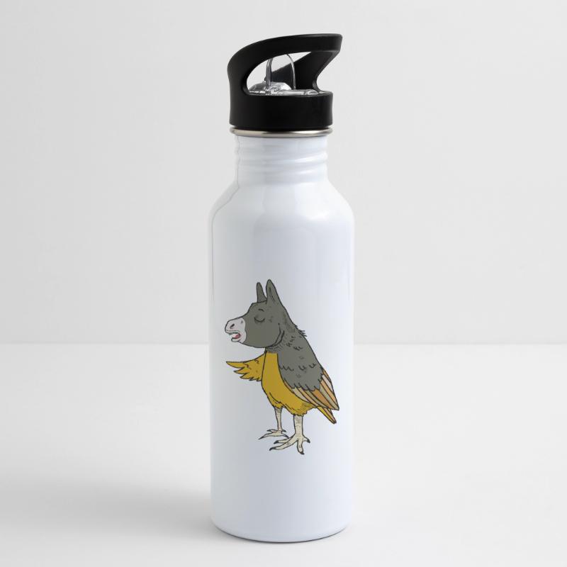 Esel oder Adler oder Vogel Eselvogel Trinkflasche mit integriertem Trinkhalm