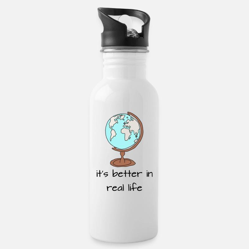 Traveling - Trinkflasche mit integriertem Trinkhalm - Weiß