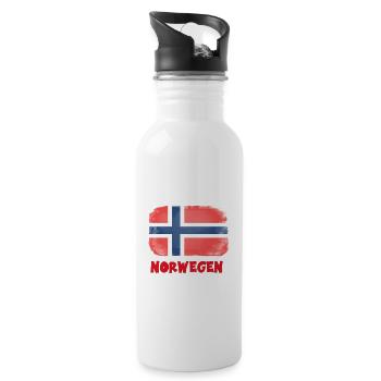 Zweimal nach Norwegen Flagge Urlaub Geschenk - Trinkflasche mit integriertem Trinkhalm - Weiß - Rechts