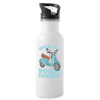 Bock auf Roller fahren Motorroller Scooter Outfit - Trinkflasche mit integriertem Trinkhalm - Weiß - Rechts
