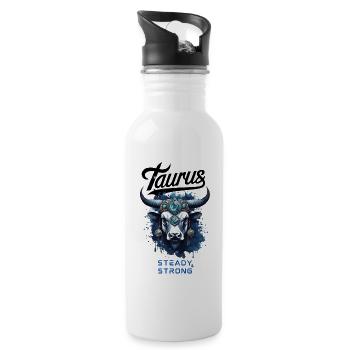 Taurus Cosmic Zodiac Sign - Water bottle with straw - white - Right