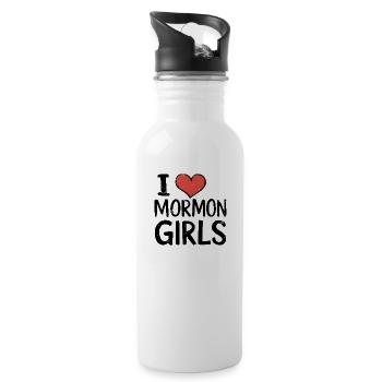 J’adore les filles mormones - Gourde avec paille intégrée - blanc - Droite