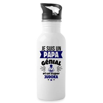 Papa génial & judoka – idée fête des pères - Gourde avec paille intégrée - blanc - Droite