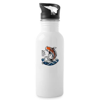 Koi Fish Saying - Water bottle with straw - white - Right