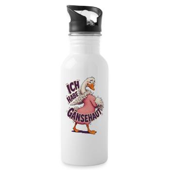 Ich Habe Gänsehaut – Lustige Gans - Trinkflasche mit integriertem Trinkhalm - Weiß - Rechts