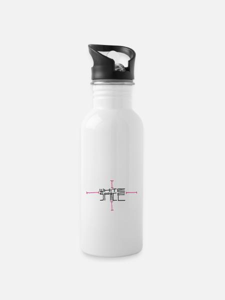 White Space - Trinkflasche mit integriertem Trinkhalm - Weiß