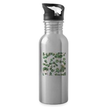 Green Eucalyptus Leaves - Trinkflasche mit integriertem Trinkhalm - Lightsilver - Rechts