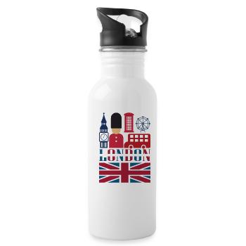 London - Trinkflasche mit integriertem Trinkhalm - Weiß - Rechts