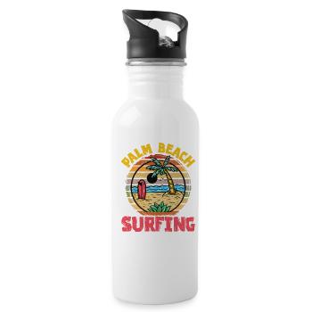 Palmen - Trinkflasche mit integriertem Trinkhalm - Weiß - Rechts
