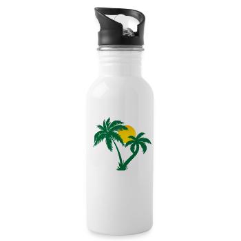 Palmen - Trinkflasche mit integriertem Trinkhalm - Weiß - Rechts