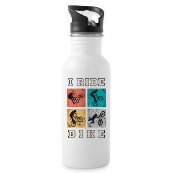 Ride my Bike cool en disant biker vintage cadeau - Gourde avec paille intégrée - blanc - Droite
