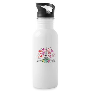 Paris - Trinkflasche mit integriertem Trinkhalm - Weiß - Rechts