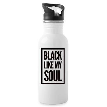 Black Like My Soul - Trinkflasche mit integriertem Trinkhalm - Weiß - Rechts