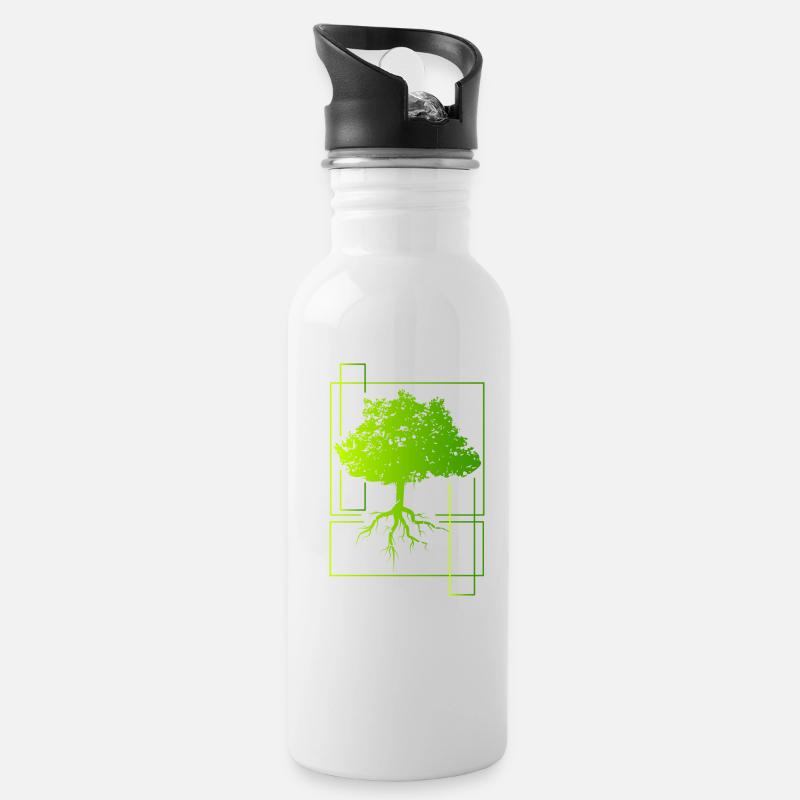 Baum - Trinkflasche mit integriertem Trinkhalm - Weiß