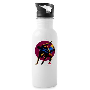 Wrestler Wrestling - Trinkflasche mit integriertem Trinkhalm - Weiß - Rechts