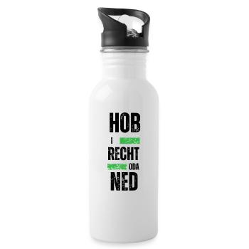 Hob i recht - bayerischer Spruch - Trinkflasche mit integriertem Trinkhalm - Weiß - Rechts