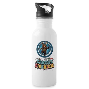 Lustiges Weihnachtsgeschenk - Santas Sidekick - Trinkflasche mit integriertem Trinkhalm - Weiß - Rechts