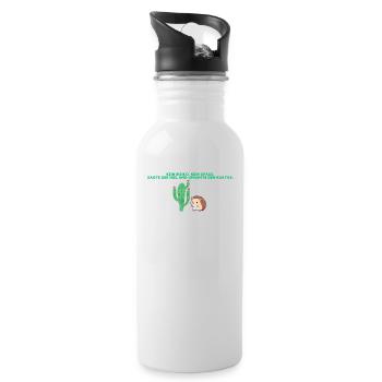 Der Kaktus und der Igel - Trinkflasche mit integriertem Trinkhalm - Weiß - Rechts
