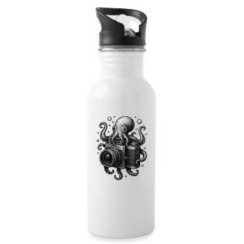 Octopus Camera - Water bottle with straw - white - Right