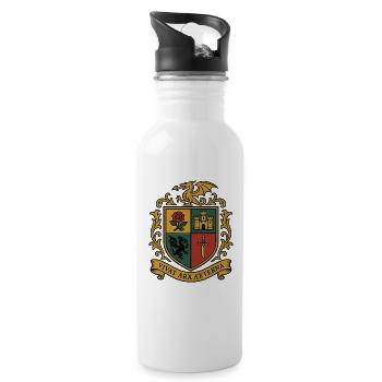 Burg Drachen Wappen Fantasy - Trinkflasche mit integriertem Trinkhalm - Weiß - Rechts