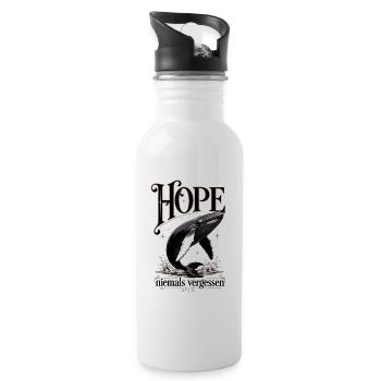 Hope niemals vergessen - Trinkflasche mit integriertem Trinkhalm - Weiß - Rechts