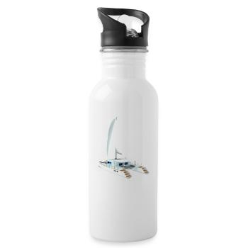 Katamaran 3D Back - Trinkflasche mit integriertem Trinkhalm - Weiß - Rechts