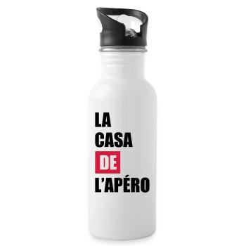 La casa de l'apéro, cadeau apéro, humour, alcool - Gourde avec paille intégrée - blanc - Droite