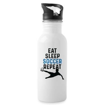 Eat Sleep Soccer Repeat Soccer Players - Water bottle with straw - white - Right