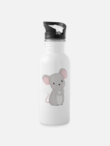 Souris - Gourde avec paille intégrée - blanc