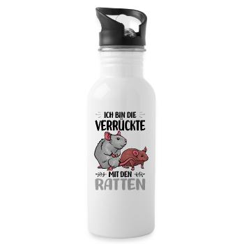 Ratten - Trinkflasche mit integriertem Trinkhalm - Weiß - Rechts
