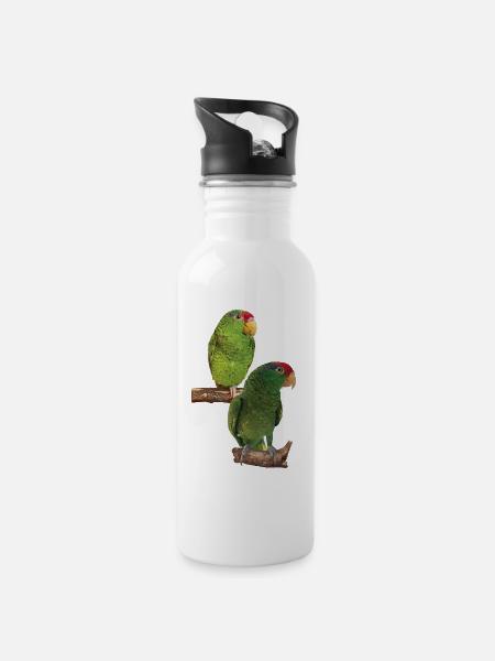 Der Tamaulipas-Papagei - Trinkflasche mit integriertem Trinkhalm - Weiß