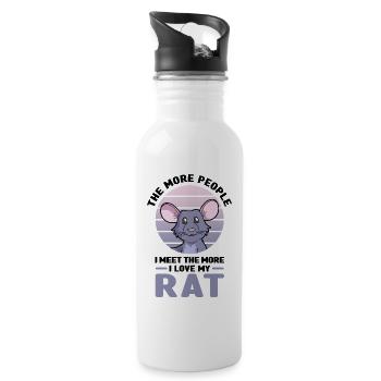 Ratte als Haustier - Trinkflasche mit integriertem Trinkhalm - Weiß - Rechts