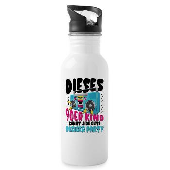 Dieses 90er Kind kennt jede gute 90ziger Party - Trinkflasche mit integriertem Trinkhalm - Weiß - Rechts