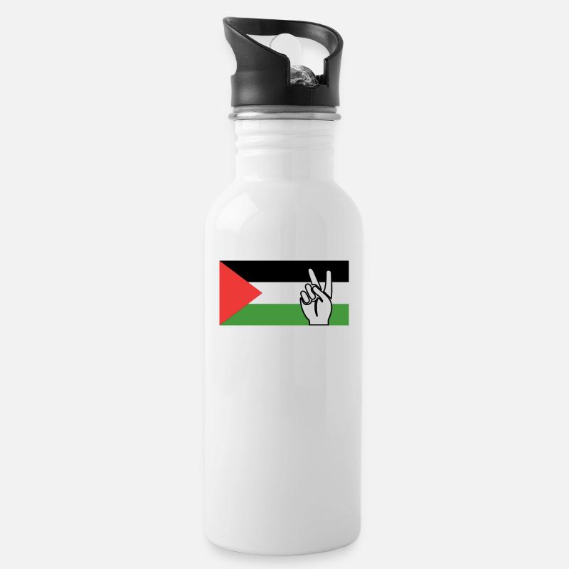 Palestine Paix - Gourde avec paille intégrée - blanc