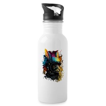 Cosmonaut hare - Water bottle with straw - white - Right
