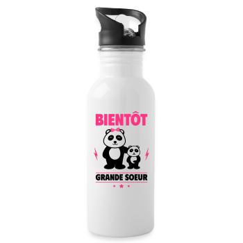 Bientôt grande sœur,future grande soeur - Gourde avec paille intégrée - blanc - Droite