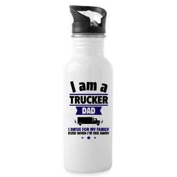 Trucker-Papa Ich fahre für meine Familie,Vatertag - Trinkflasche mit integriertem Trinkhalm - Weiß - Rechts