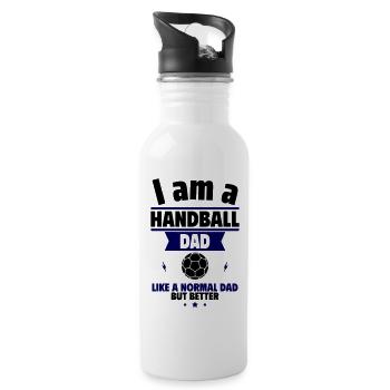 Father's Day gift, handball dad, just better - Water bottle with straw - white - Right