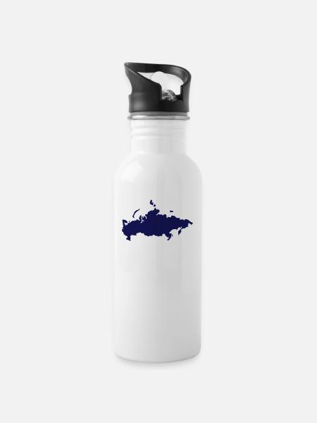 Russland - Trinkflasche mit integriertem Trinkhalm - Weiß