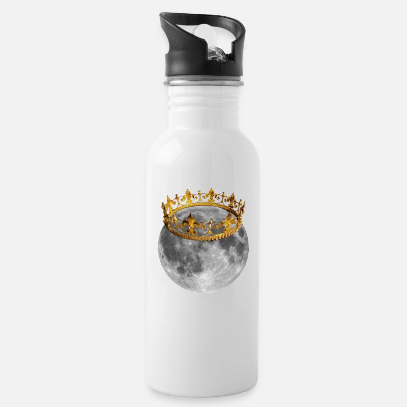 Moon with crown - Water bottle with straw - white