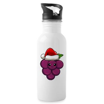 Weintrauben Weihnachten Comic Xmas - Trinkflasche mit integriertem Trinkhalm - Weiß - Rechts