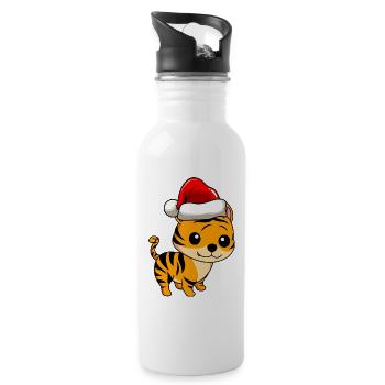 Tiger Comic Christmas - Gourde avec paille intégrée - blanc - Droite