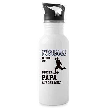 Fussball Bester Papa Vater Vatertag Geburtstag - Trinkflasche mit integriertem Trinkhalm - Weiß - Rechts